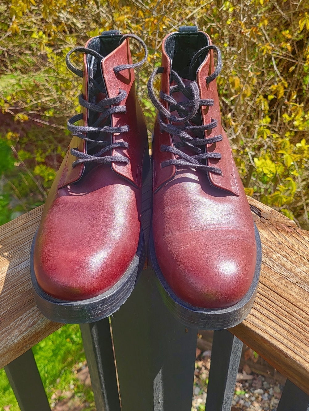 Calvin Klein Burgundy Leather Lace Up Plain Toe Dress Boots Men’s Size 8.5